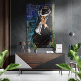 Man at the Corner Brushed Aluminium Dibond Wall Art.